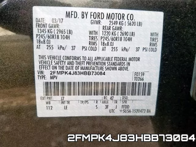 2FMPK4J83HBB73084 фото 2