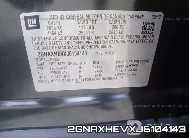 2GNAXHEVXJ6104143 фото 10