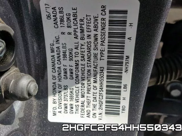 2HGFC2F54HH550343 фото 2