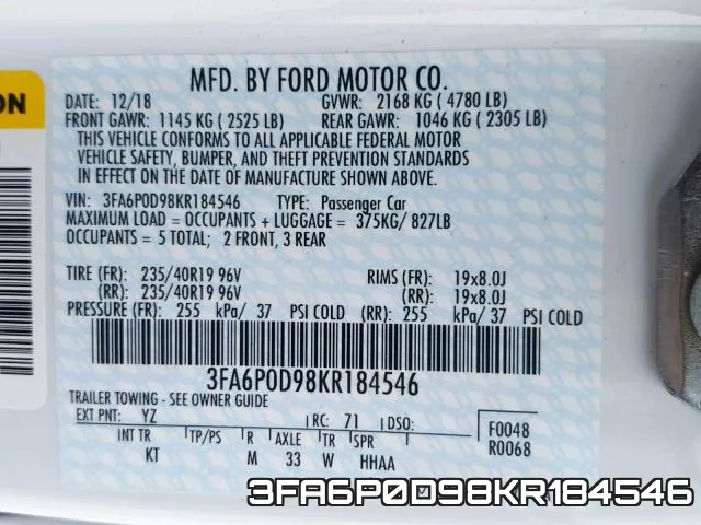 3FA6P0D98KR184546 фото 2