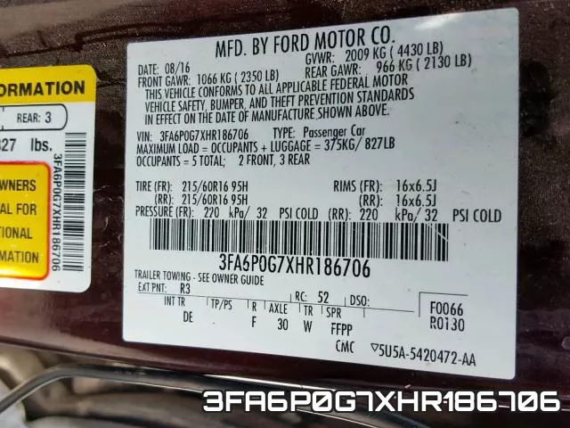 3FA6P0G7XHR186706 фото 2