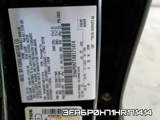 3FA6P0H71HR171414 фото 2