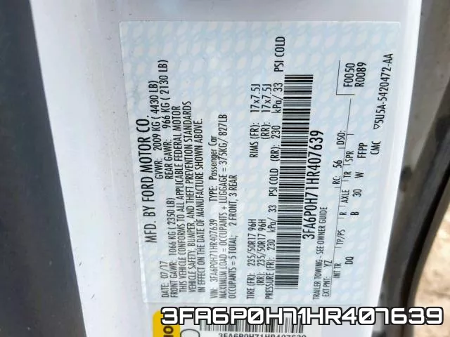 3FA6P0H71HR407639 фото 2
