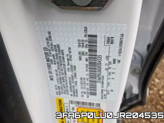 3FA6P0LU0JR204535 фото 2