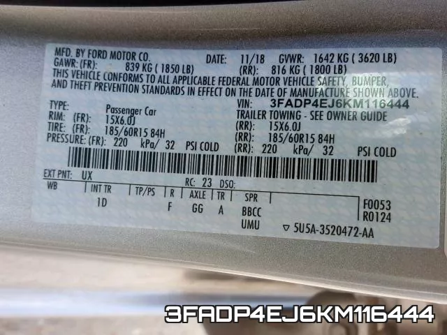 3FADP4EJ6KM116444 фото 2