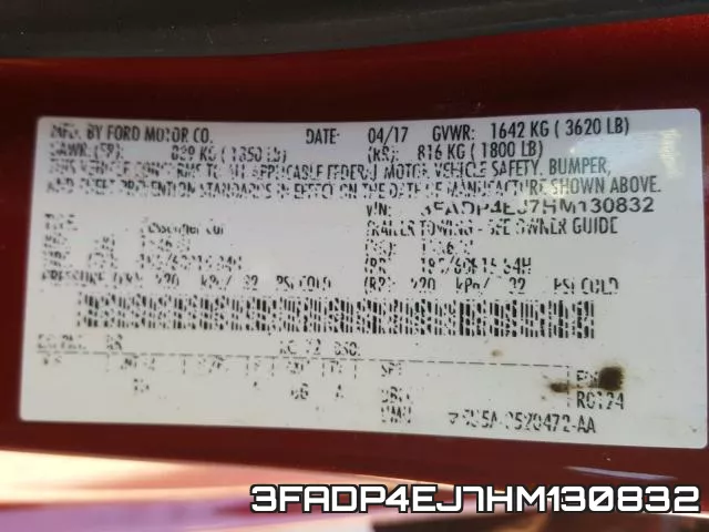 3FADP4EJ7HM130832 фото 2