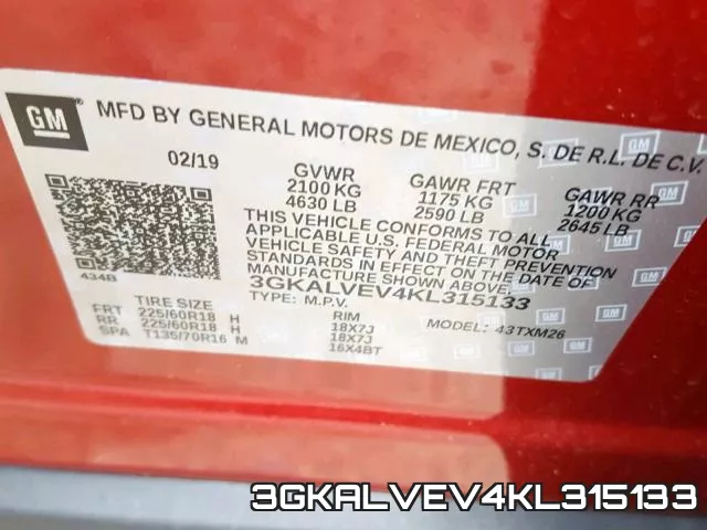 3GKALVEV4KL315133 фото 2
