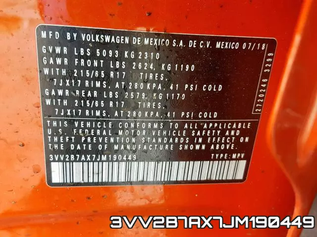 3VV2B7AX7JM190449 фото 2