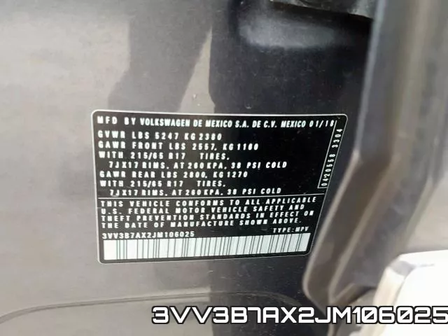 3VV3B7AX2JM106025 фото 2