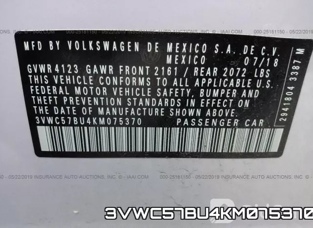 3VWC57BU4KM075370 фото 10