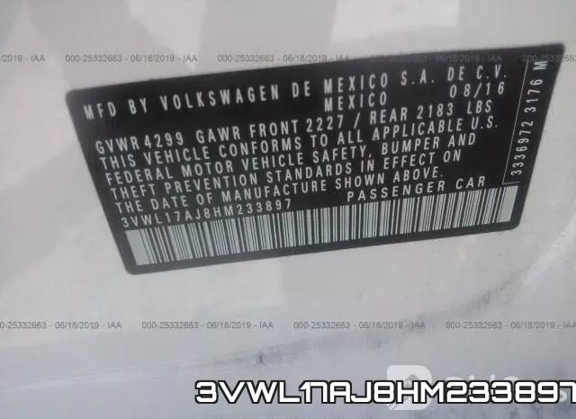 3VWL17AJ8HM233897 фото 9
