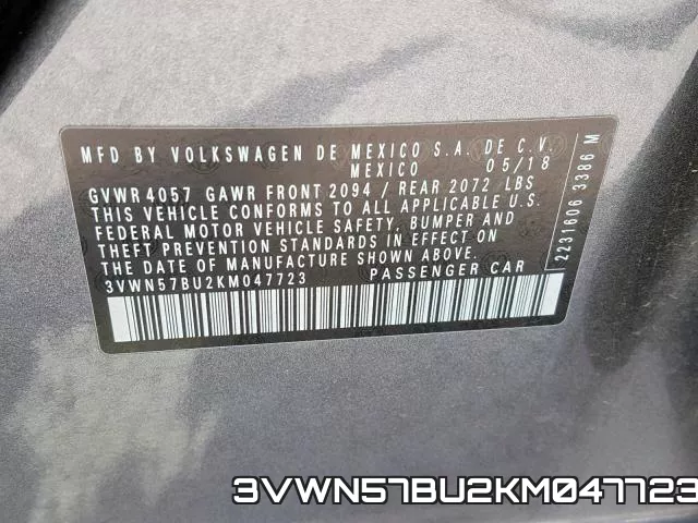 3VWN57BU2KM047723 фото 2