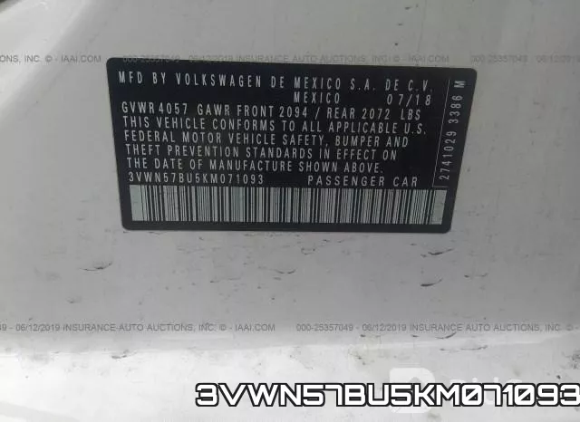 3VWN57BU5KM071093 фото 10