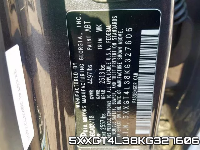 5XXGT4L38KG327606 фото 2