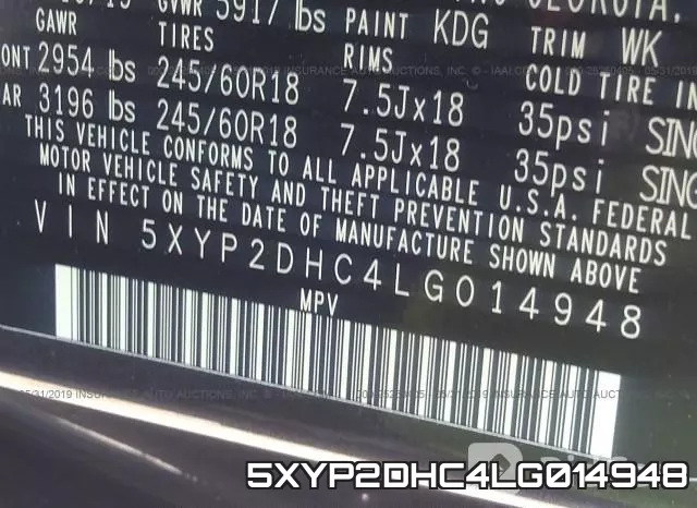 5XYP2DHC4LG014948 фото 10