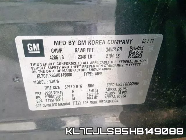 KL7CJLSB5HB149088 фото 2