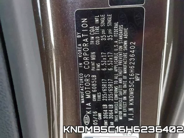 KNDMB5C16H6236402 фото 2