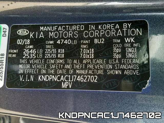 KNDPNCAC1J7462702 фото 2