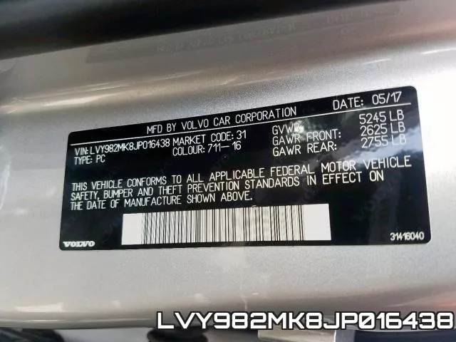 LVY982MK8JP016438 фото 2