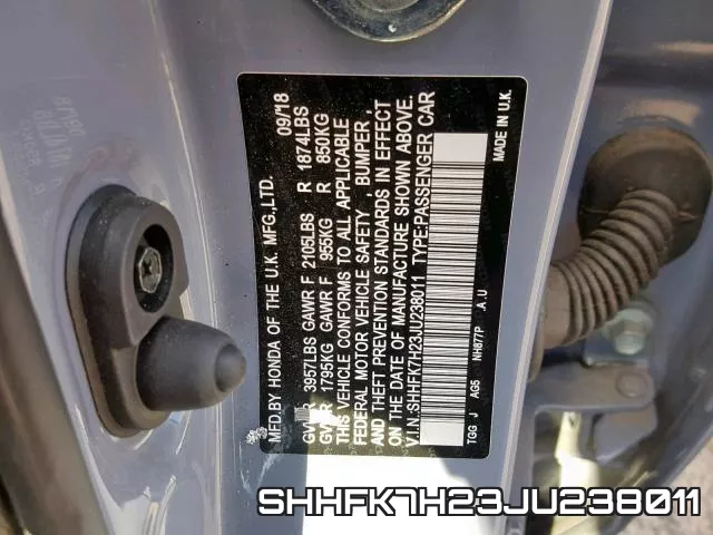 SHHFK7H23JU238011 фото 2