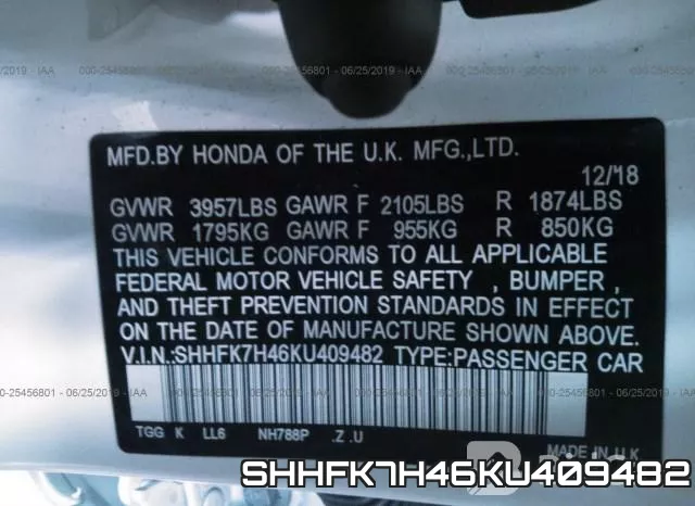 SHHFK7H46KU409482 фото 10