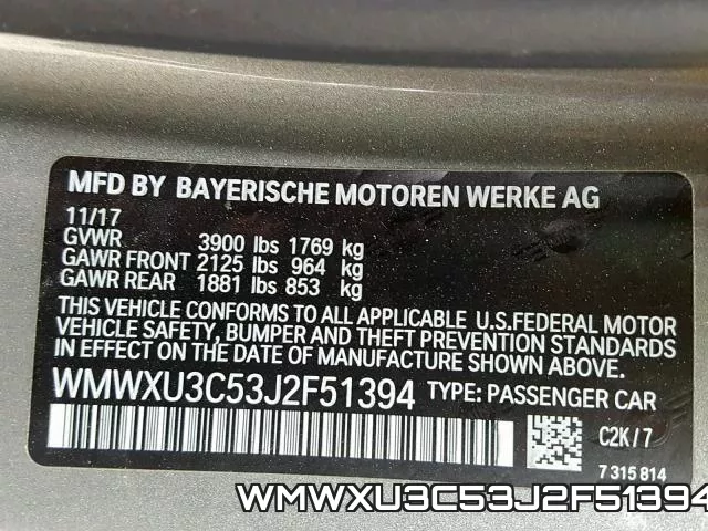 WMWXU3C53J2F51394 фото 2