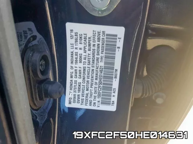19XFC2F50HE014631 фото 2