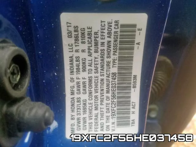 19XFC2F56HE037458 фото 2