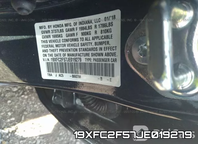 19XFC2F57JE019279 фото 10