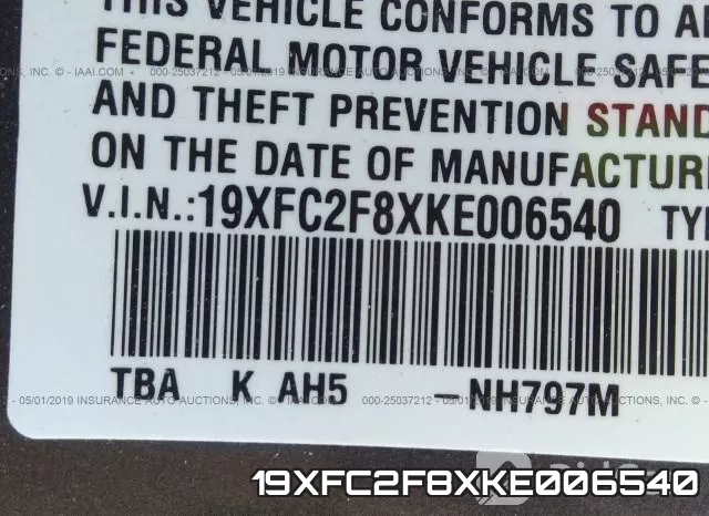 19XFC2F8XKE006540 фото 10