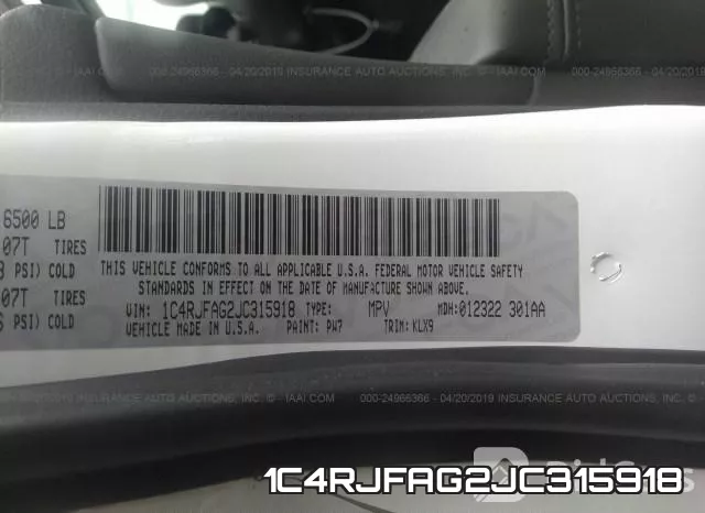 1C4RJFAG2JC315918 фото 10