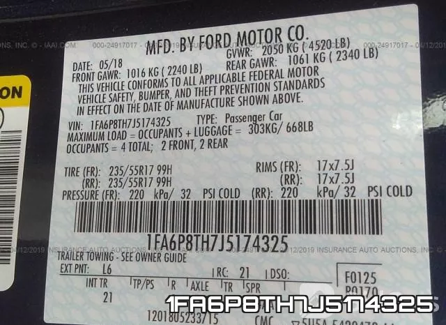 1FA6P8TH7J5174325 фото 10
