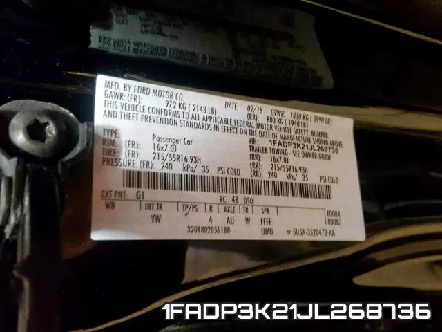 1FADP3K21JL268736 фото 2