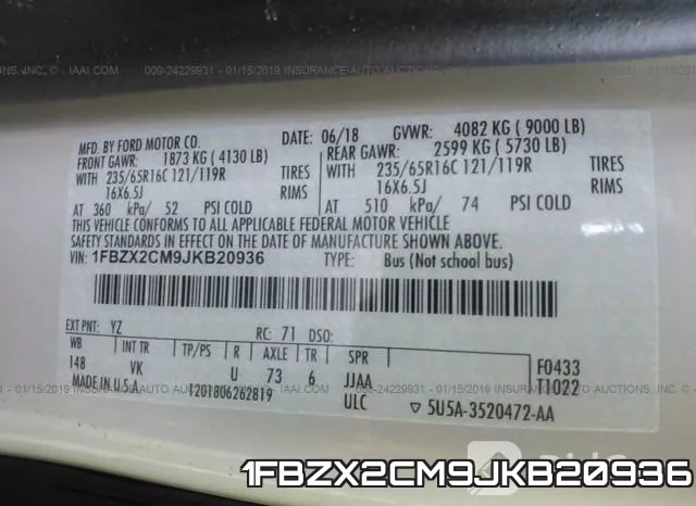 1FBZX2CM9JKB20936 фото 10