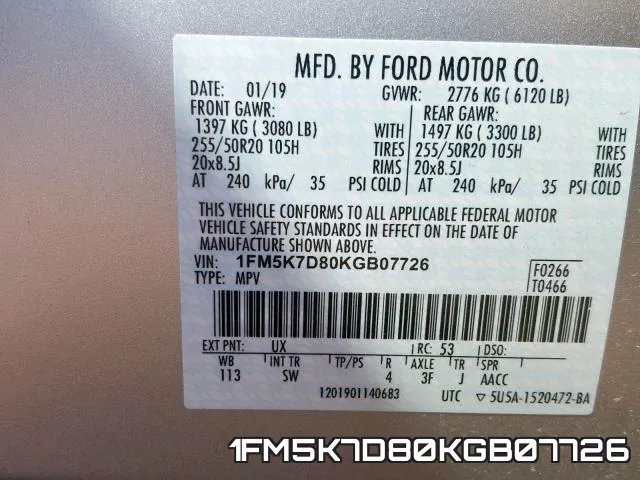 1FM5K7D80KGB07726 фото 2