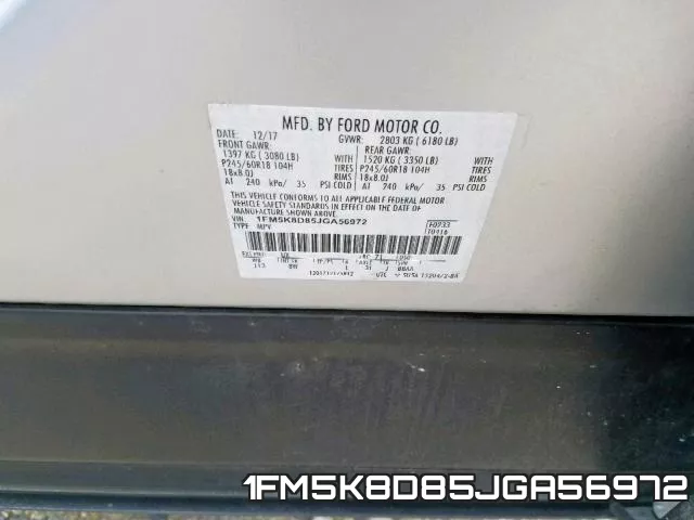 1FM5K8D85JGA56972 фото 2