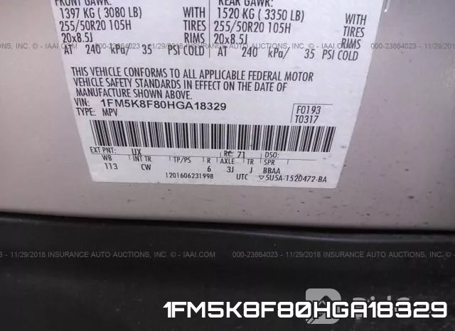 1FM5K8F80HGA18329 фото 10