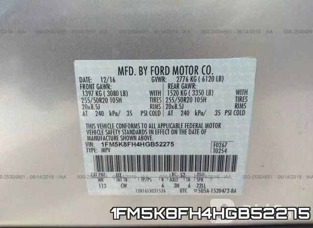 1FM5K8FH4HGB52275 фото 10