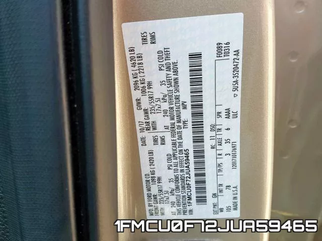 1FMCU0F72JUA59465 фото 2