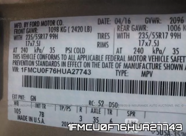1FMCU0F76HUA27743 фото 10