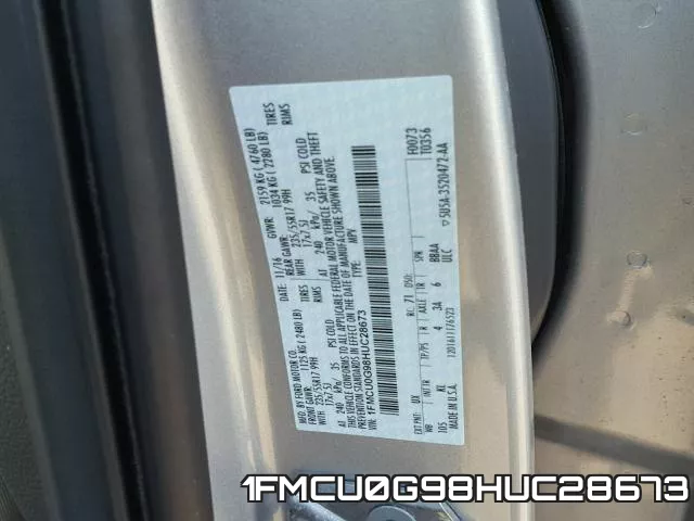 1FMCU0G98HUC28673 фото 2