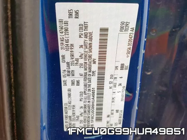 1FMCU0G99HUA49851 фото 2