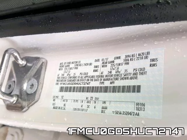 1FMCU0GD5HUC72747 фото 2