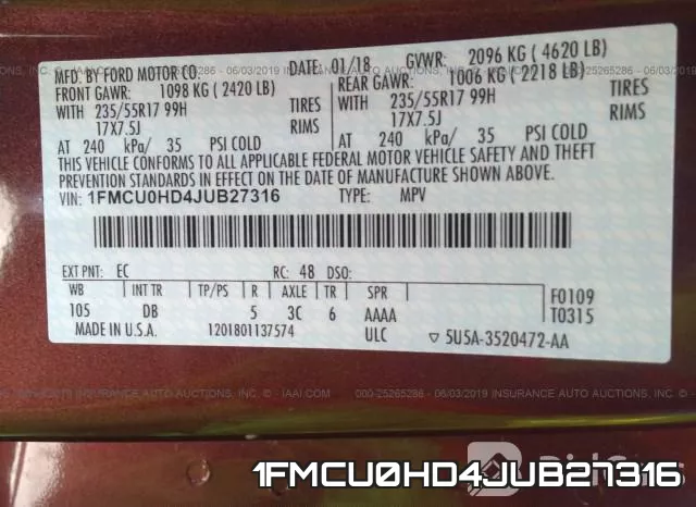 1FMCU0HD4JUB27316 фото 10