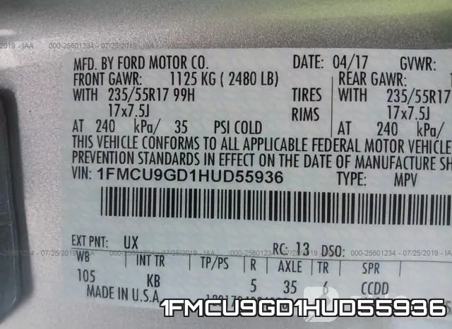 1FMCU9GD1HUD55936 фото 10