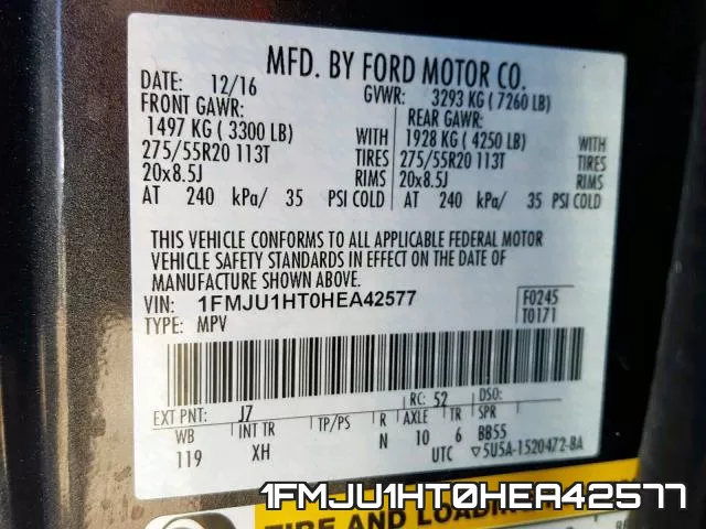 1FMJU1HT0HEA42577 фото 2