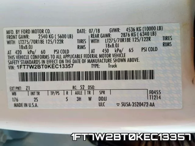 1FT7W2BT0KEC13357 фото 2