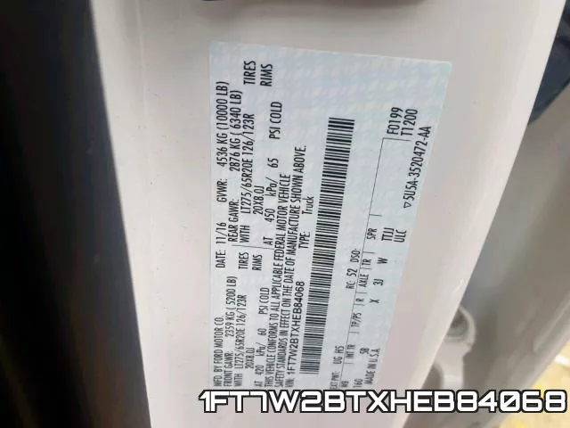 1FT7W2BTXHEB84068 фото 2