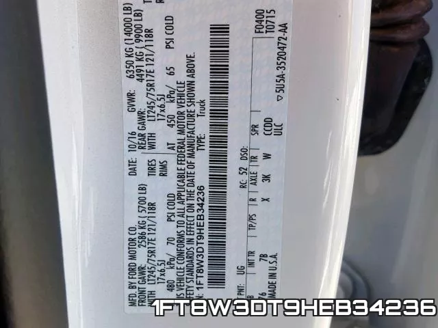 1FT8W3DT9HEB34236 фото 2
