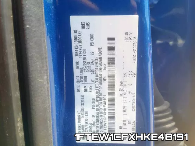 1FTEW1CFXHKE48191 фото 2